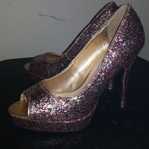 CANDIE'S pink glitter heels size 7 MED